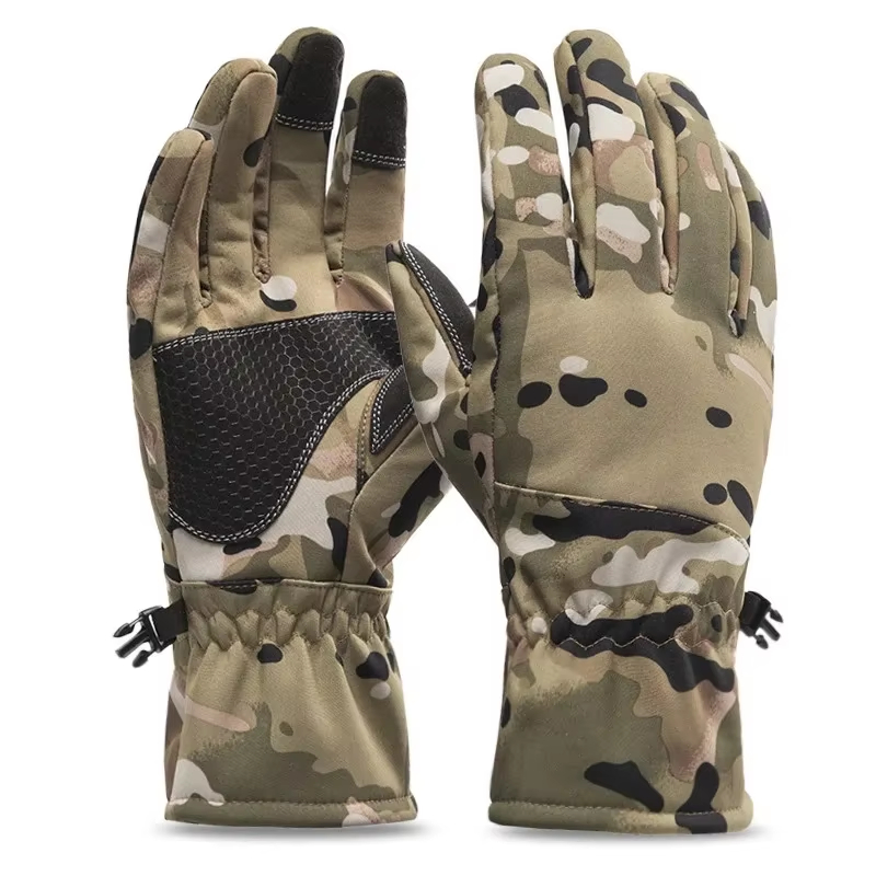 Fishing Gloves - ถุงมือกันหนาวลายพรางสำหรับกิจกรรมกลางแจ้ง ล่าสัตว์ ตกปลา กันน้ำ หน้าจอสัมผัสได้ เหมาะสำหรับเล่นสกี