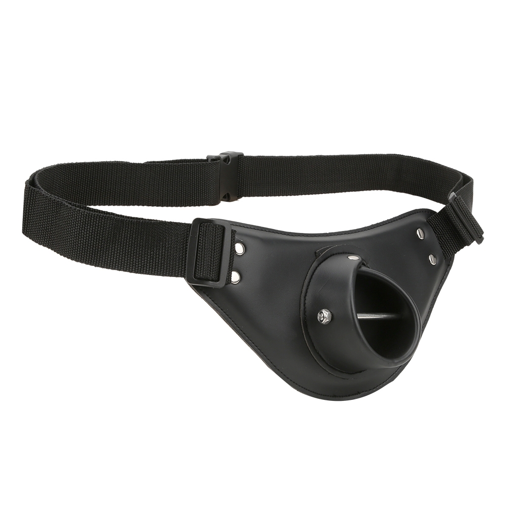 Fishing Belt - เข็มขัดคาดเอวหนัง PU สีดำ ปรับได้ หมุนได้ พร้อมที่ใส่คันเบ็ด