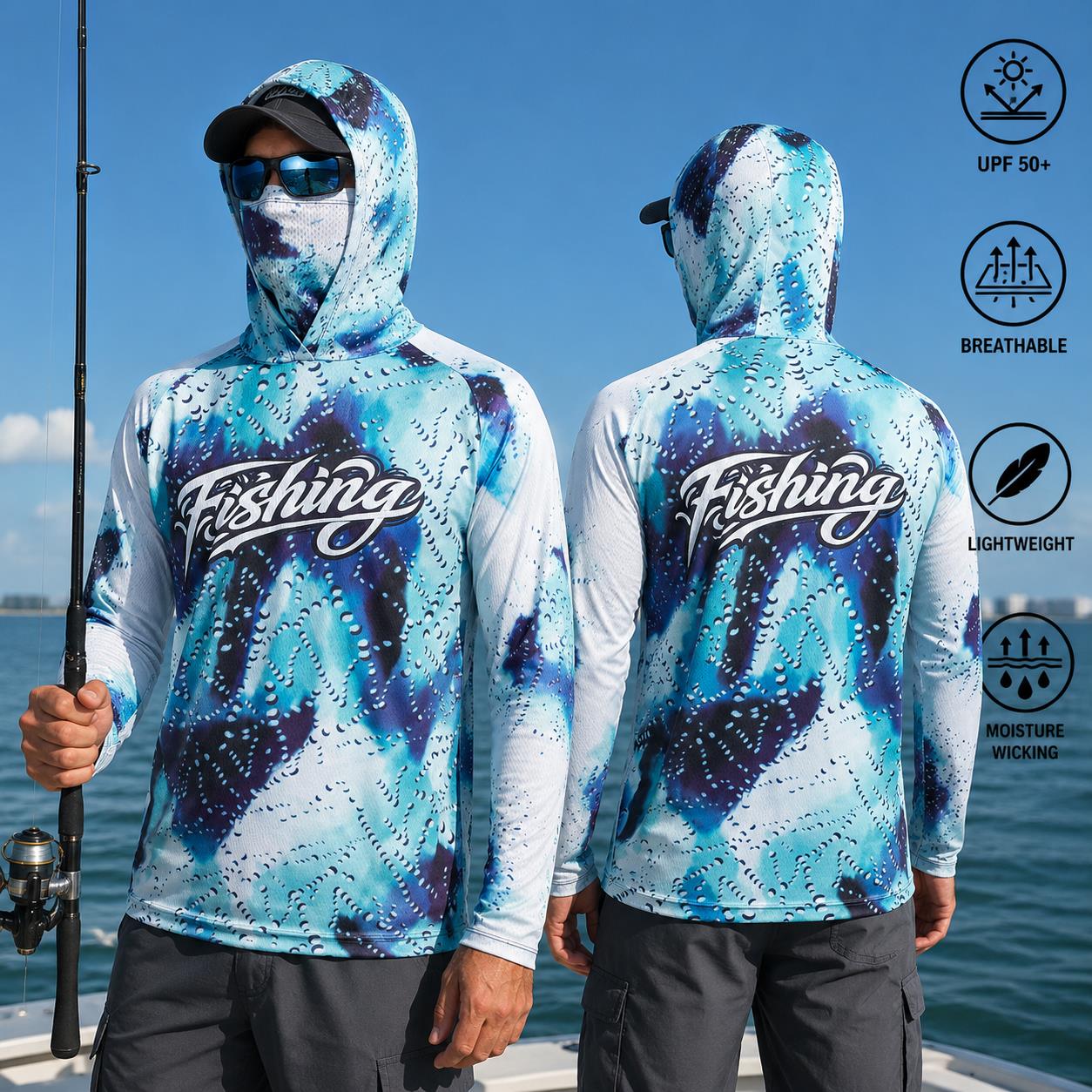เสื้อตกปลาแบบมีฮู้ดสำหรับผู้ชา - Fishing Mask Sun Protection บทวิจารณ์และราคา