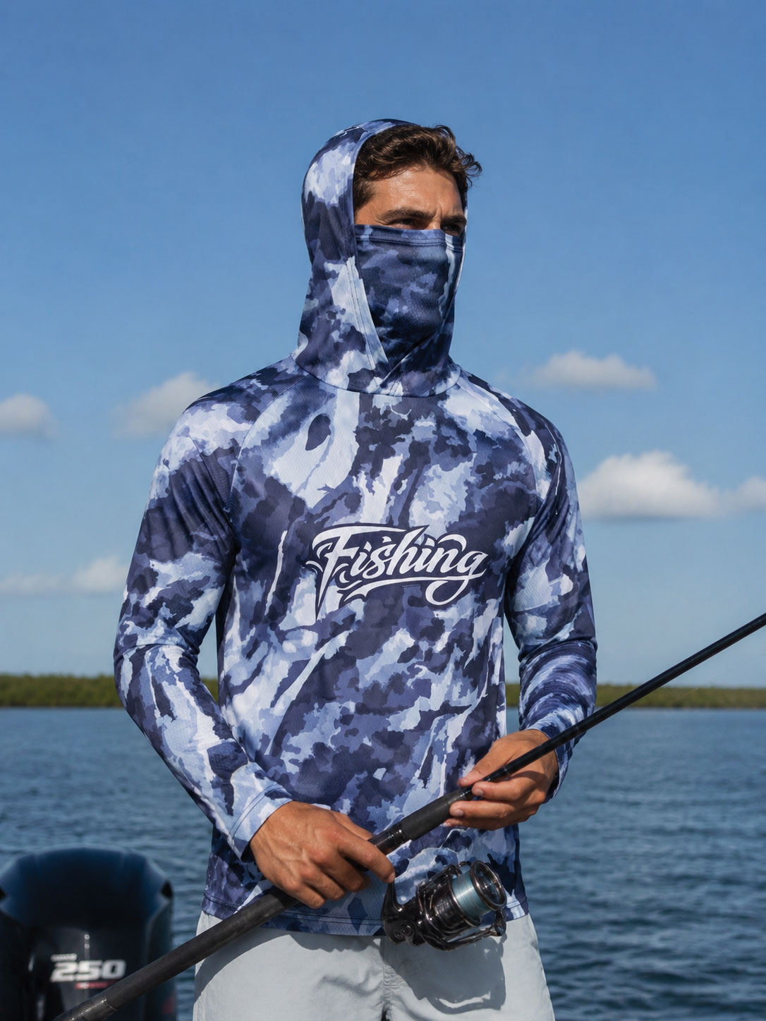 เสื้อตกปลาแบบมีฮู้ดสำหรับผู้ชา - Fishing Mask Sun Protection บทวิจารณ์และราคา