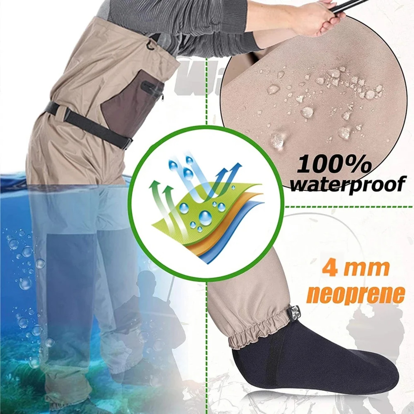กางเกงว่ายน้ำสำหรับตกปลาแบบ 3  - Fishing Waders บทวิจารณ์และราคา